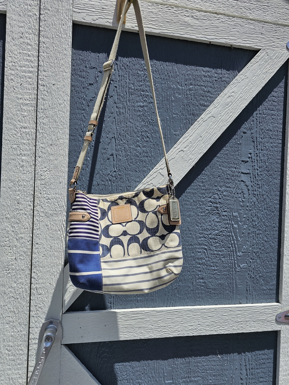 Coach Navy & Cream Patchwork Crossbody Bag